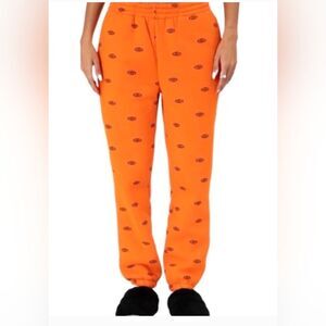 Adika orange Women's Eyeballs Fleece Sweatpants Size S Soft Cozy Streetwear